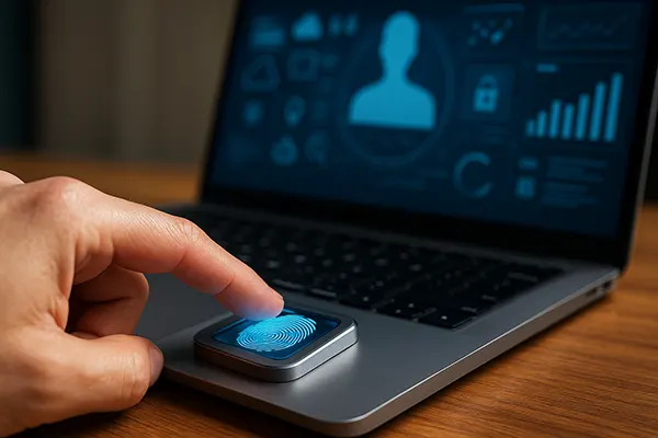 Fingerabdruckscanner am Laptop
